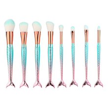 8PCS Fish Scale Fish-shaped Fishtail Bottom Makeup Brushes Foundation Eyebrow Eyeliner Blush Cosmetic Concealer Brushes