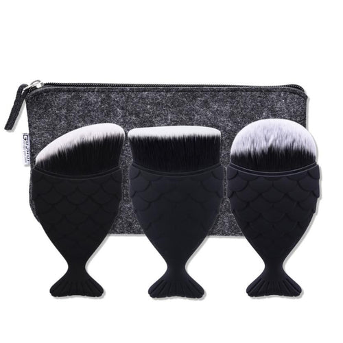 Professional 3PCS Fish Scale Makeup Brush Fishtail Bottom Fish-shaped Brush Powder Blush Cosmetic Brush maquiagem