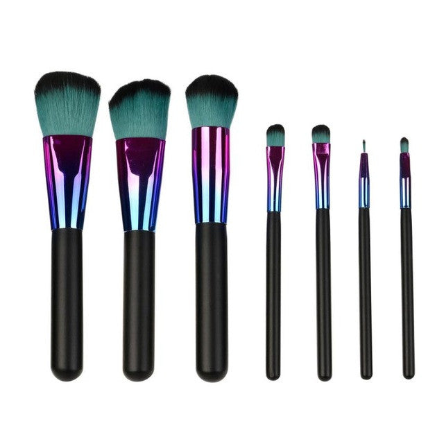 Professional 7 PCS Makeup Brushes Set Tools Make-up Toiletry Kit Wool Brand Make Up Brush Set Case Cosmetic Foundation Brush