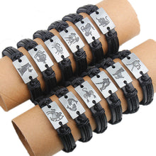 12x/lot Adjustable Leather Bracelets Round Bangle Charm Mens Cuff Jewelry