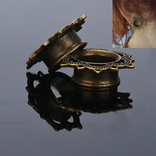 1 Pair New Brass Tunnel Ear Plug Ornate Copper Piercing Jewelry Ear A
