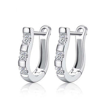 1Pair Fashion Silvering Nice White Gemstones Women&#39s Hoop Earrings