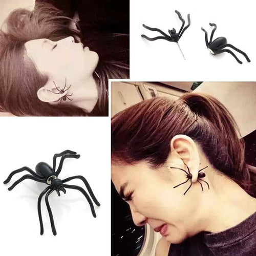 1 Pair Fashion Black Spider Punk Unisex Funny Stud Earring