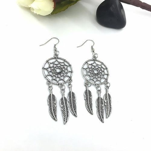 1 Pair Fashion Women Lady Dreamcatcher Ear Stud Gold Earrings